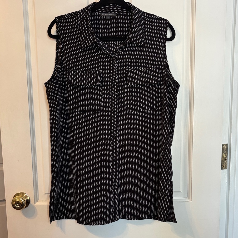 Adrianna Papell Black and White Polka Dot Blouse